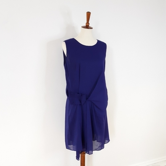 Jil Sander | Pleated Bow Dress in Deep Violet - Picture 2 of 10